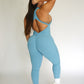 Sculpt Zip Jumpsuit - Ocean Blue