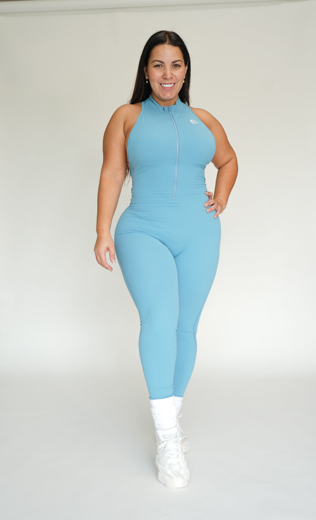 Sculpt Zip Jumpsuit - Ocean Blue