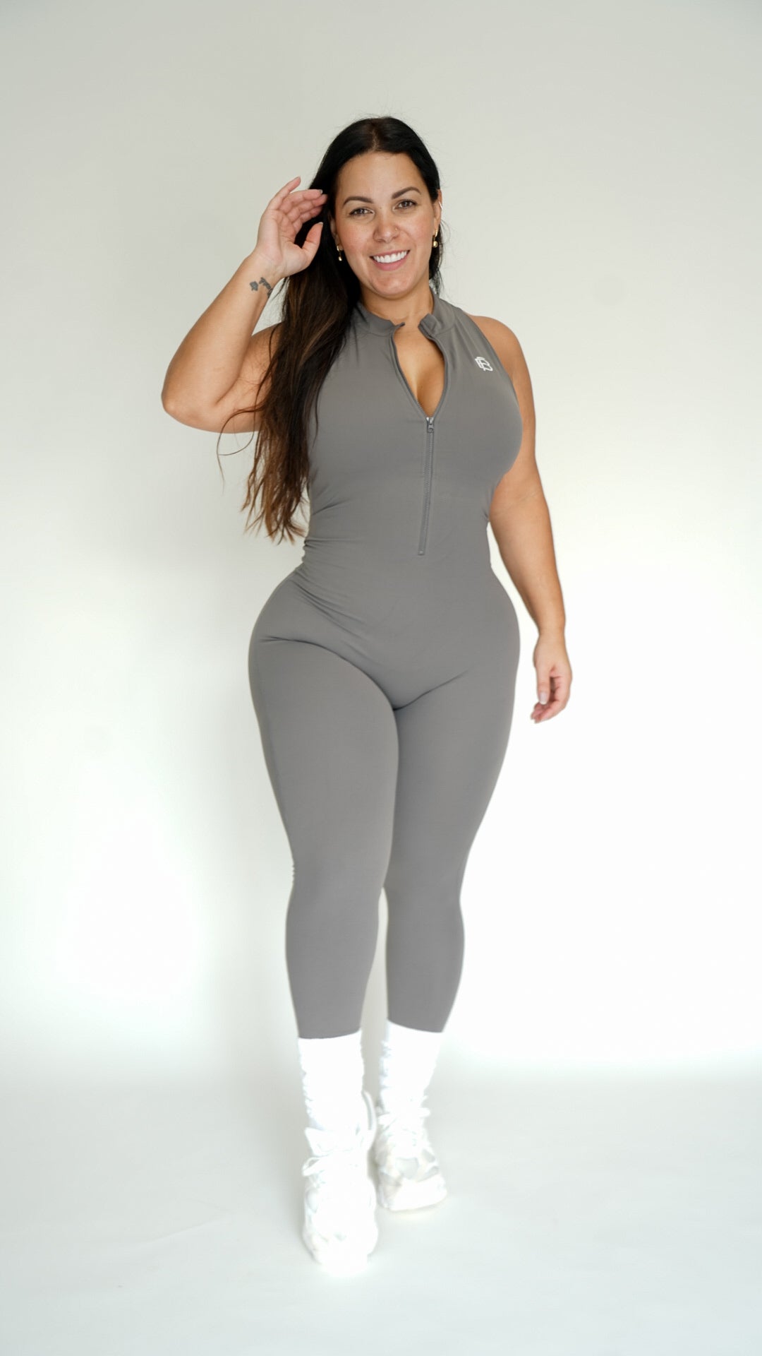 Sculpt Zip Jumpsuit - Mountain Gray